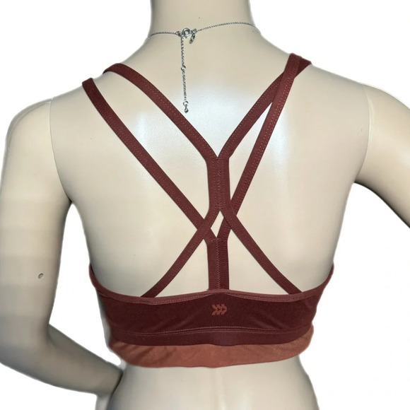 All In Motion Autumn Brown Sports Bra Workout Stretchy Bralette Sz Medium - Picture 3 of 9